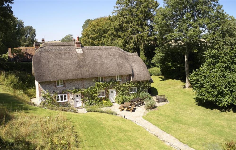 Aerial view of the picturesque Magna Cottage