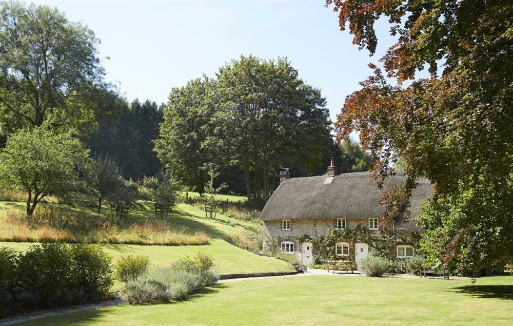 Large one acre lawned orchard garden, ideal for children at Magna Cottage, Ashmore