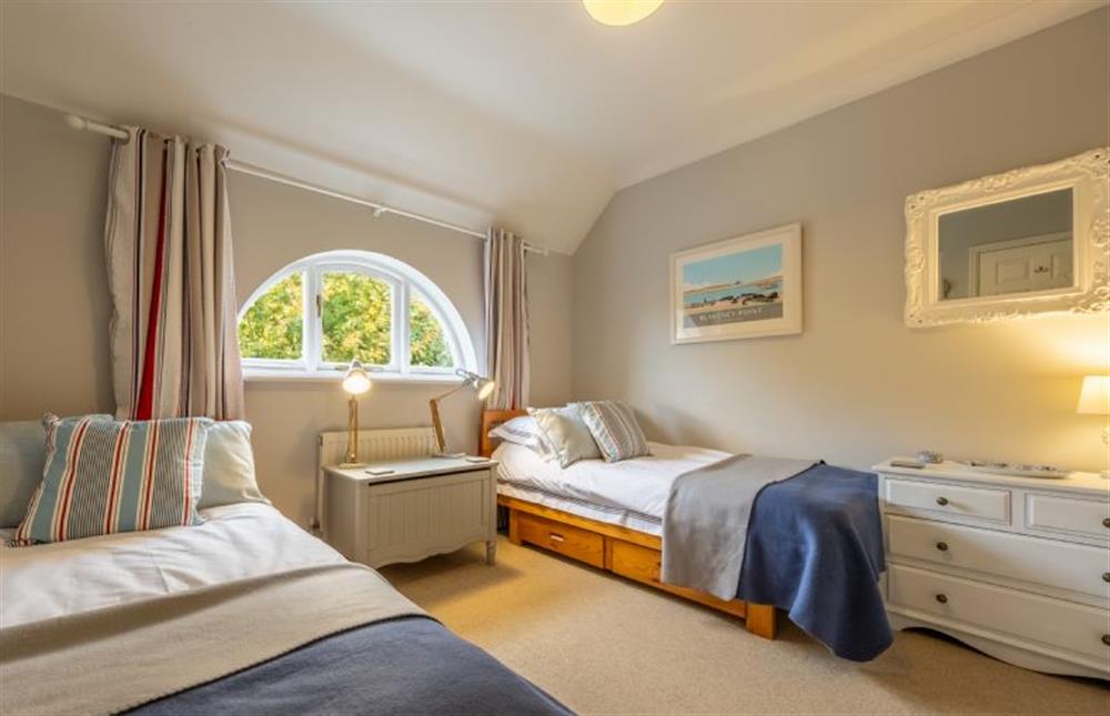 First floor: Bedroom three, twin room at Mahonia Cottage, Burnham Market near Kings Lynn