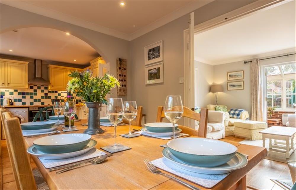Ground floor: The dining area leads to the sitting room at Mahonia Cottage, Burnham Market near Kings Lynn