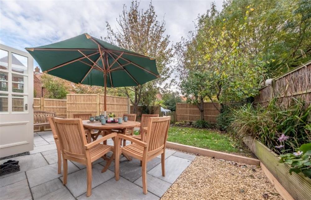 The rear garden is private and enclosed at Mahonia Cottage, Burnham Market near Kings Lynn