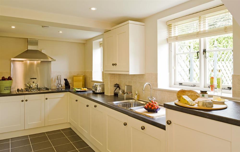 The spacious and fully equipped kitchen at Malbanc Cottage, Whitchurch