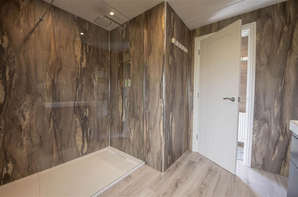 Spacious shower room with walk-in shower, wash basin and WC at Mallard House Lodge, Nr. Penrith