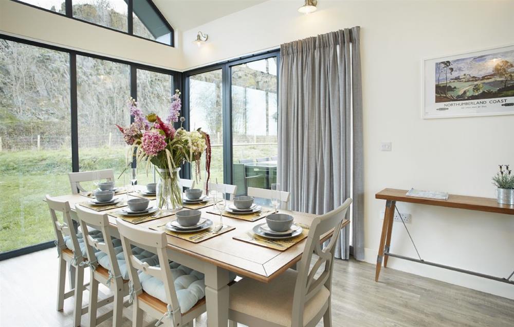 Elegant dining table seating up to six guests at Mallow Lodge, Bamburgh