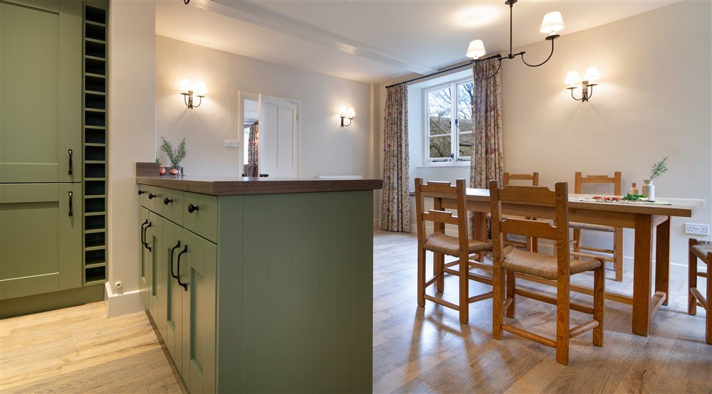 The open-plan kitchen and dining room at Malt House in Saltash, Cornwall