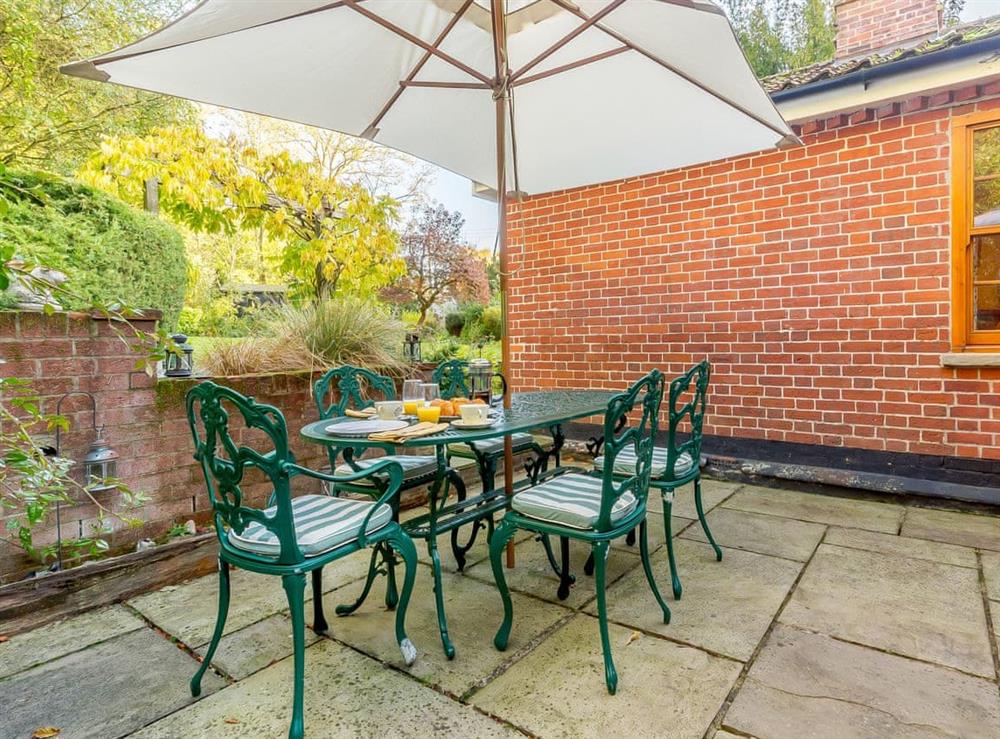 Patio at Manor Cottage Bungalow in Wetheringsett, Suffolk