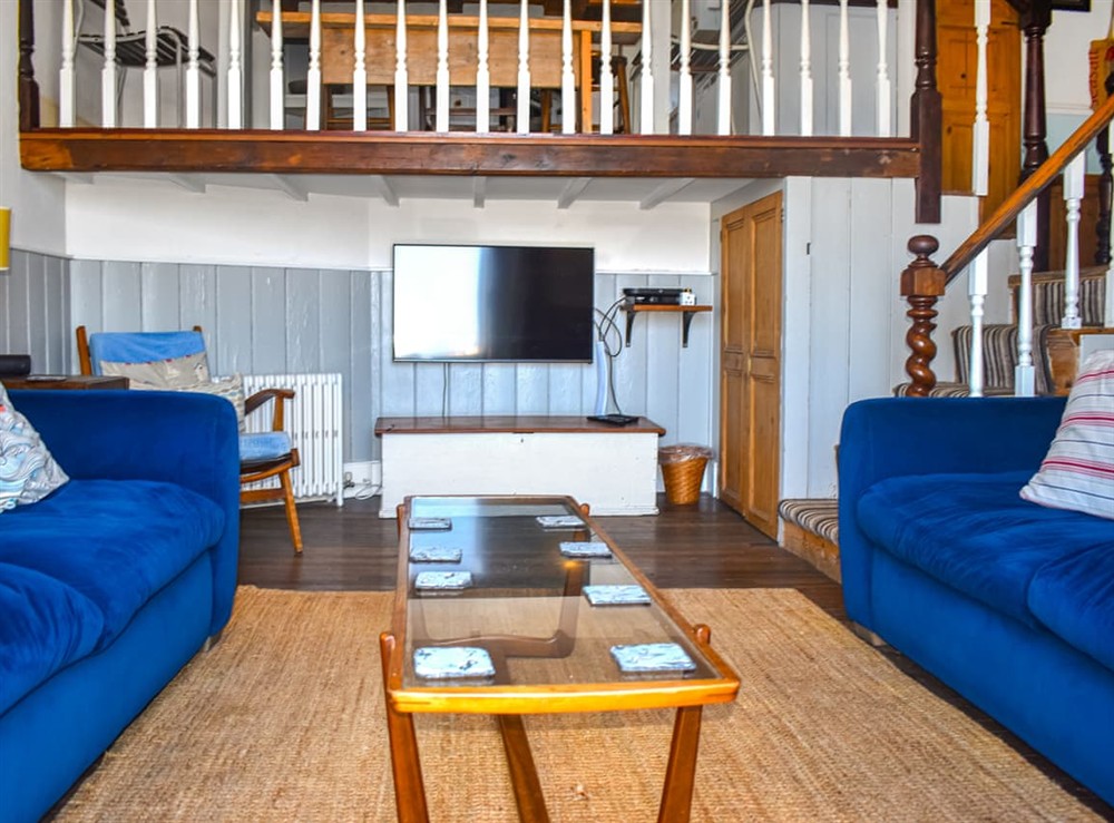 Open plan living space at Manor Cottage in Ilfracombe, Devon
