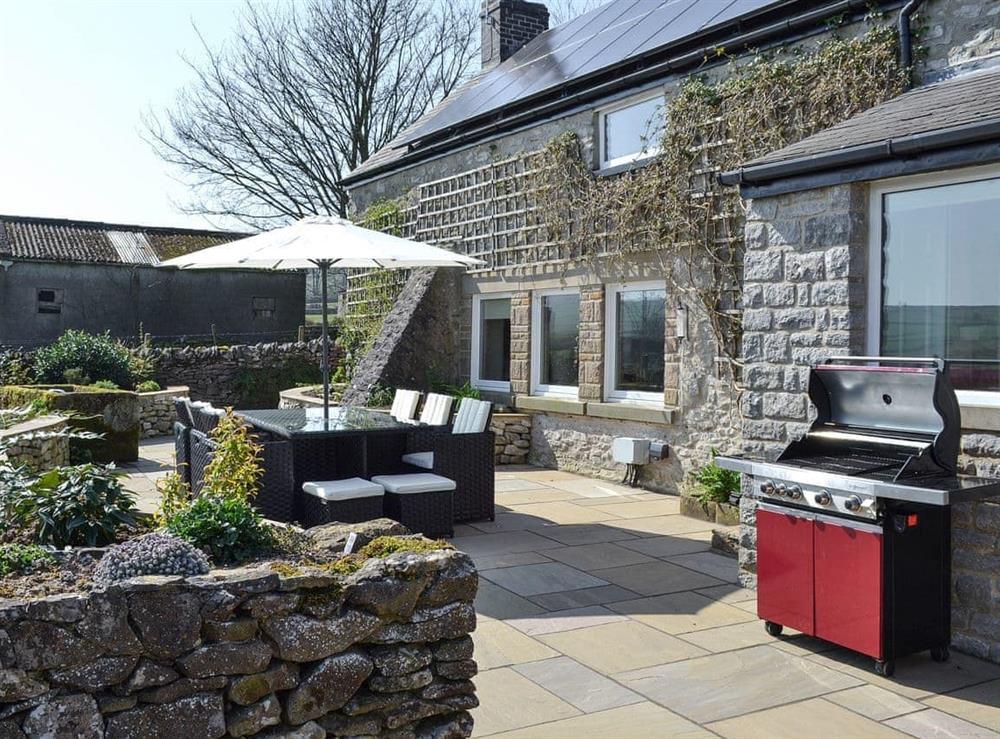BBQ & sitting out area at Manor Cottage in Wardlow, near Buxton, Derbyshire, England