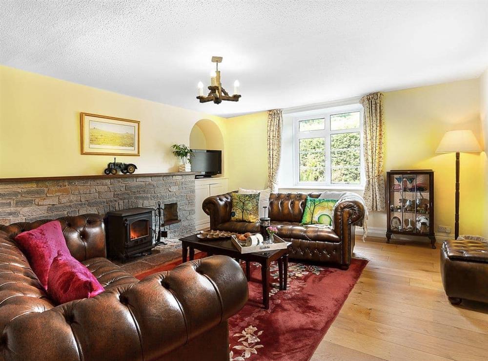 Cosy and relaxing living room with wood burner at Manor Farm in Daccombe, near Torquay, Devon