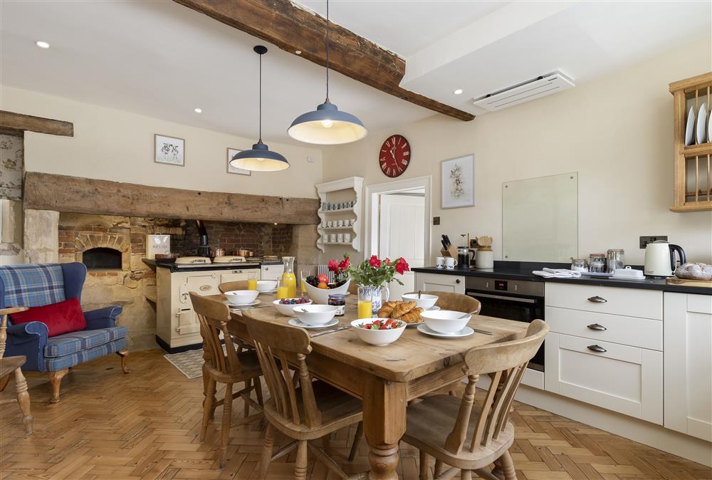 Kitchen with an AGA and additional electric hob and oven at Manor Farm, Grafton, Nr Beckford