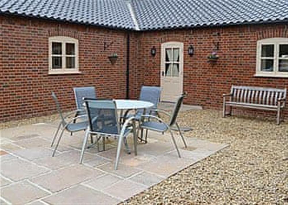 Sitting-out-area at Manor Farm Retreat in Hainford, near Norwich, Norfolk