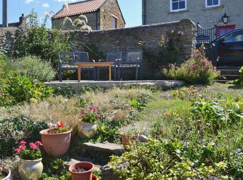 Entrance to garden and sitting-out-area at Manor House Dairy Cottage in East Ayton, near Scarborough, North Yorkshire