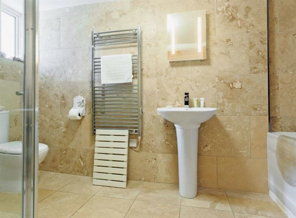 Bathroom with searate shower at Manor House in West Pentire, Cornwall., Great Britain