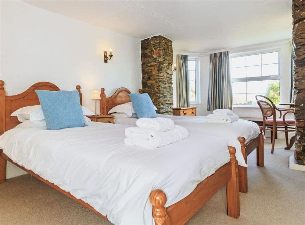 Twin bedroom at Manor House in West Pentire, Cornwall., Great Britain