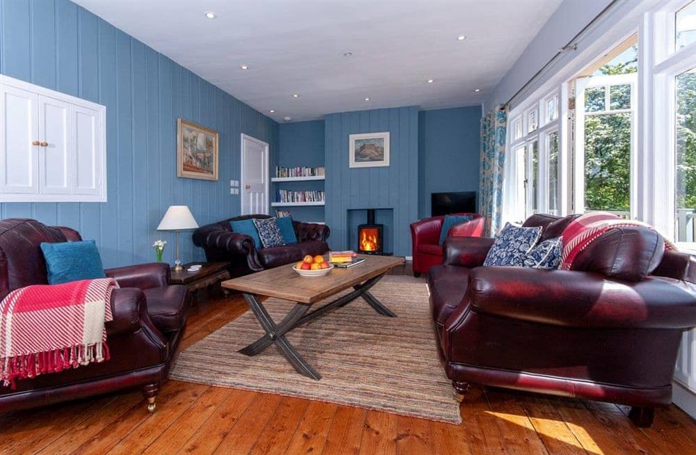The living room at Manorbier Boat House in Manorbier, Pembrokeshire, Dyfed