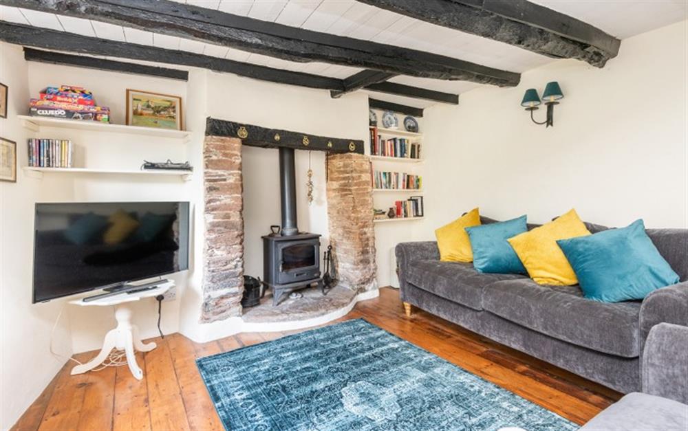 The cosy lounge at Maple Cottage in Slapton