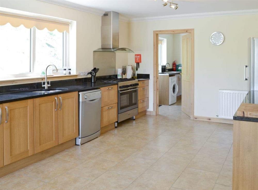 Spacious and well-equipped kitchen at March Cottage in Glen Cassley, near Lairg, Sutherland