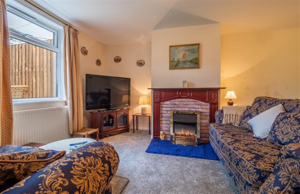 Margaretfts Cottage: Cosy sitting room with Smart television and electric living flame fire  at Margarets Cottage, Potter Heigham near Great Yarmouth