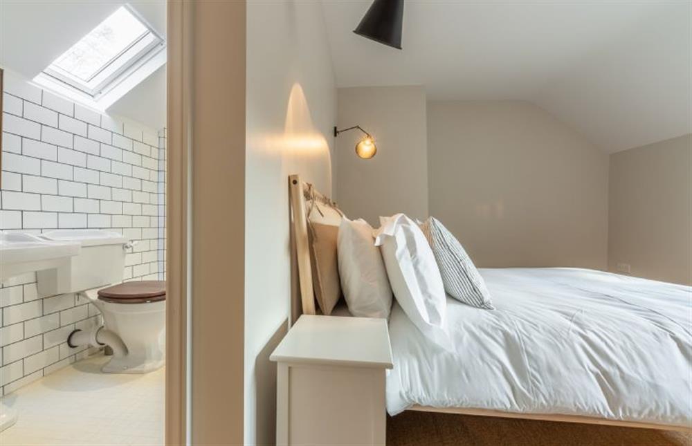 First floor:  Bedroom four with view to en-suite at Market Square House, Fring near Kings Lynn