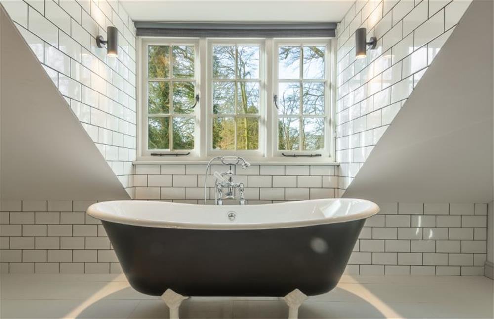 First floor: What a fabulous bath! at Market Square House, Fring near Kings Lynn