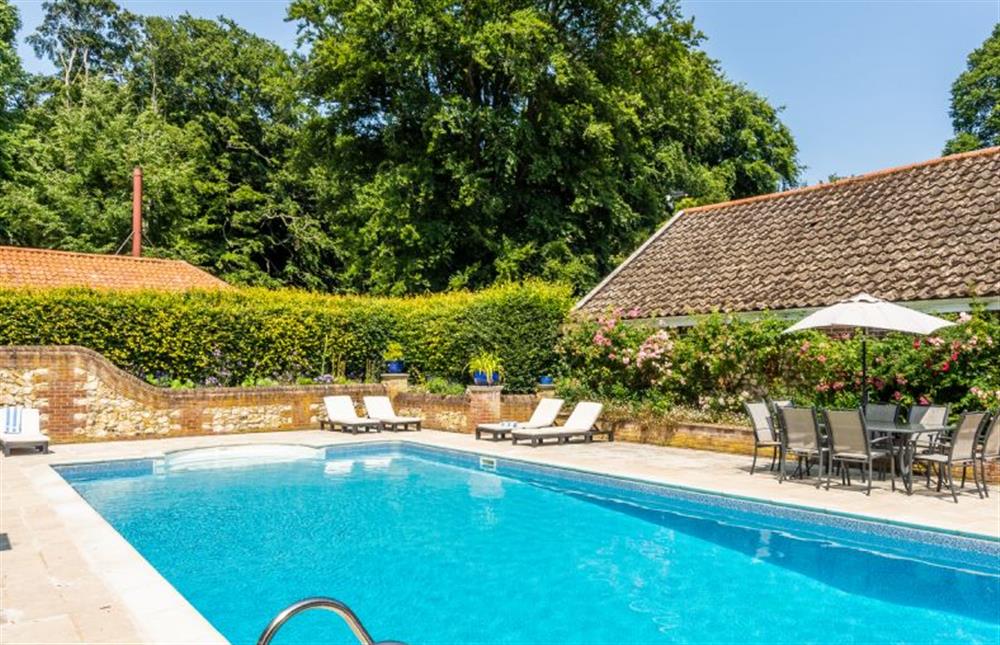 Heated swimming pool for seasonal guest use at Market Square House, Fring near Kings Lynn