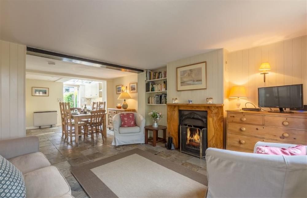 Open-plan living area at Marram Cottage, Brancaster Staithe near Kings Lynn