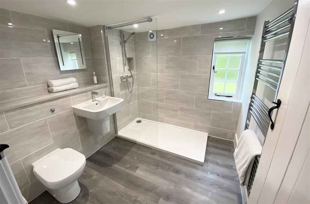 En-suite shower room to the Robin bedroom at Marrington Farmhouse, Montgomery