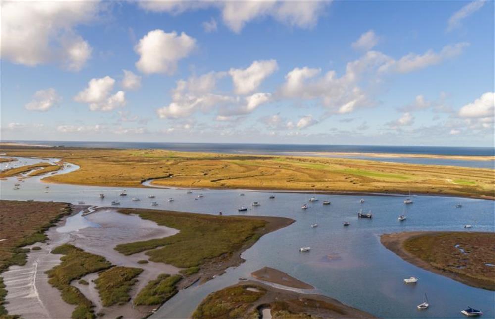 The salt marsh and creeks at Brancaster are a haven for wildlife at Marsh Retreat, Brancaster near Kings Lynn