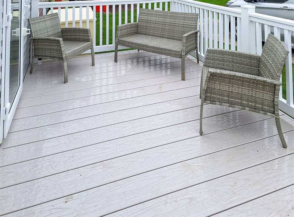 Decking seating at Martins Holiday Haven in Camber, East Sussex