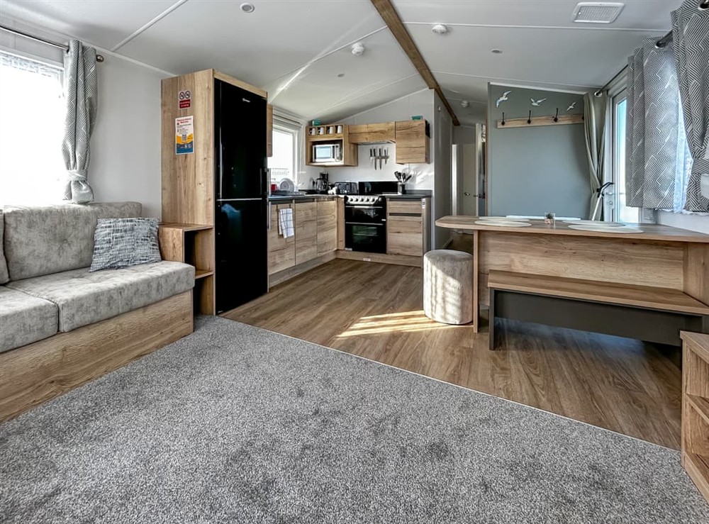 Open plan living space at Martins Holiday Haven in Camber, East Sussex