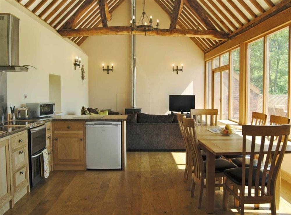 Kitchen/diner at Masher’s Barn in Chapel Lawn, near Bucknell, Shropshire