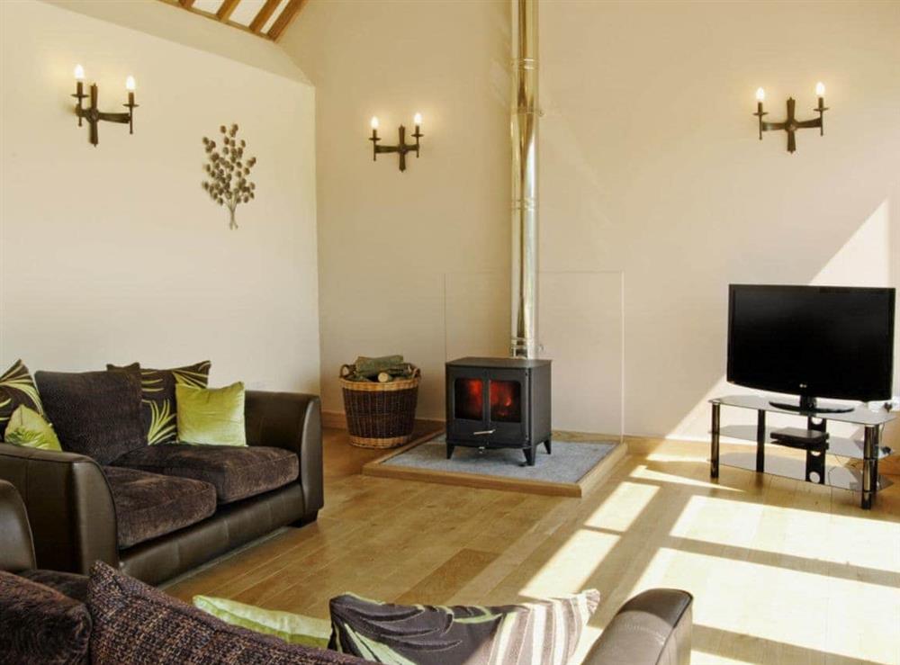Living room at Masher’s Barn in Chapel Lawn, near Bucknell, Shropshire
