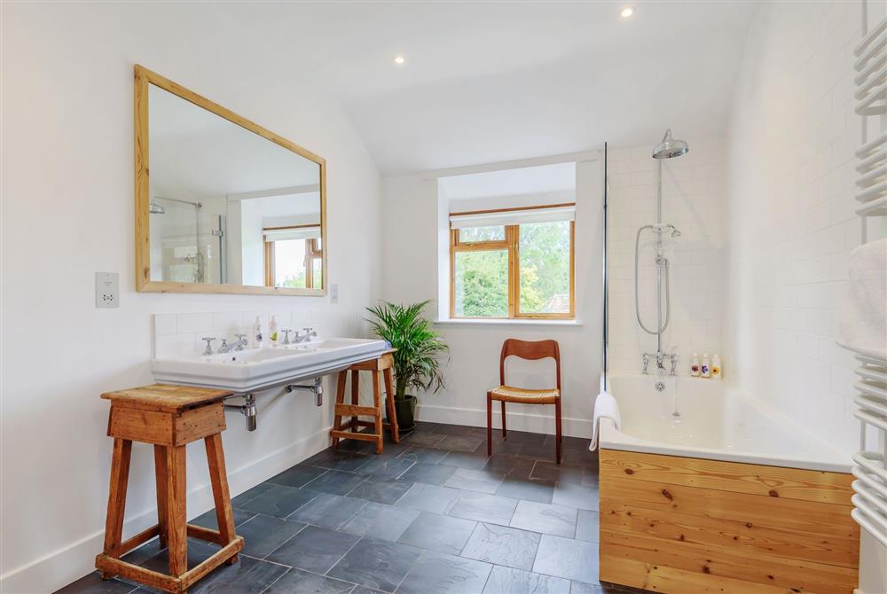 The en-suite bathroom at Maybank Cottages, Clifton Maybank, Yeovil