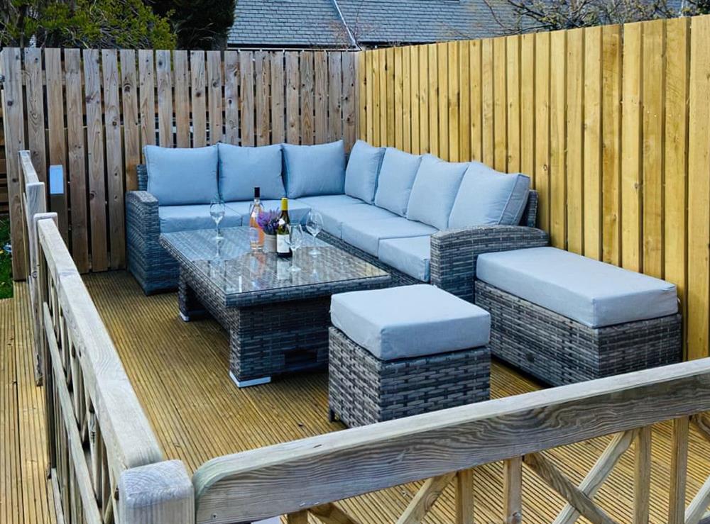 Decked terrace area at Mayfield in Ballater, Aberdeenshire