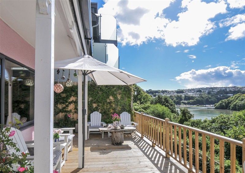 Enjoy a cup of tea on the patio at Mayhurst, Looe