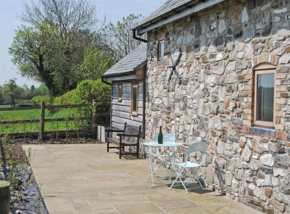 Patio at Meadow Barn in Pennerley, Minsterley, Shropshire., Great Britain