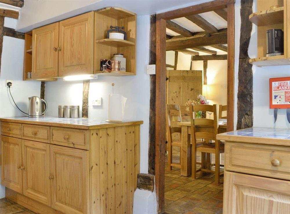 Fully appointed kitchen adjoining the dining room at Meadow Cottage in Linstead Parva, near Southwold, Suffolk
