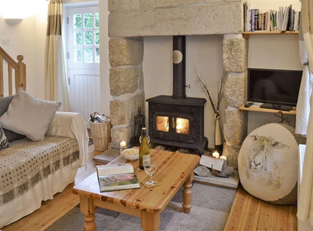 Living room at Meadow Cottage in Tregeseal, near St Just, Cornwall