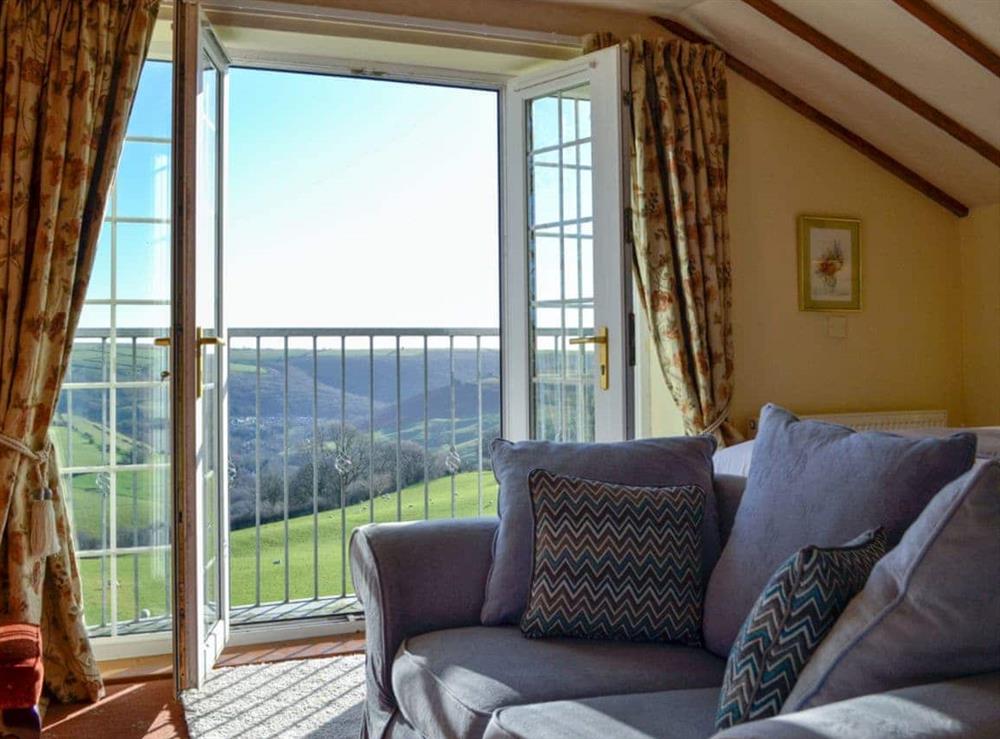 Juliet balcony with stunning valley views at Meadow Croft in Llangeinor, Mid Glamorgan., Great Britain