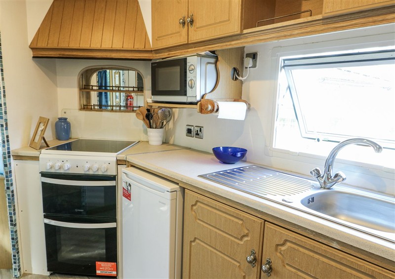 Kitchen at Meadow Island Caravan, Penygroes