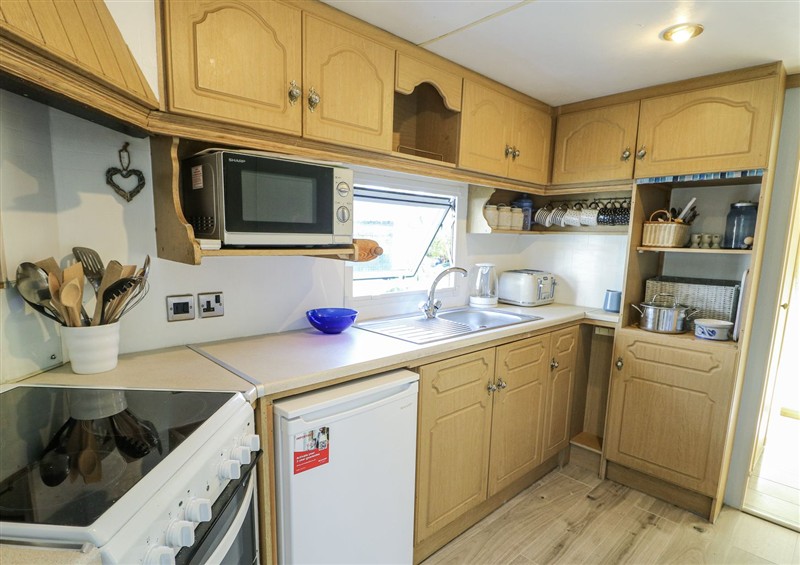 The kitchen at Meadow Island Caravan, Penygroes