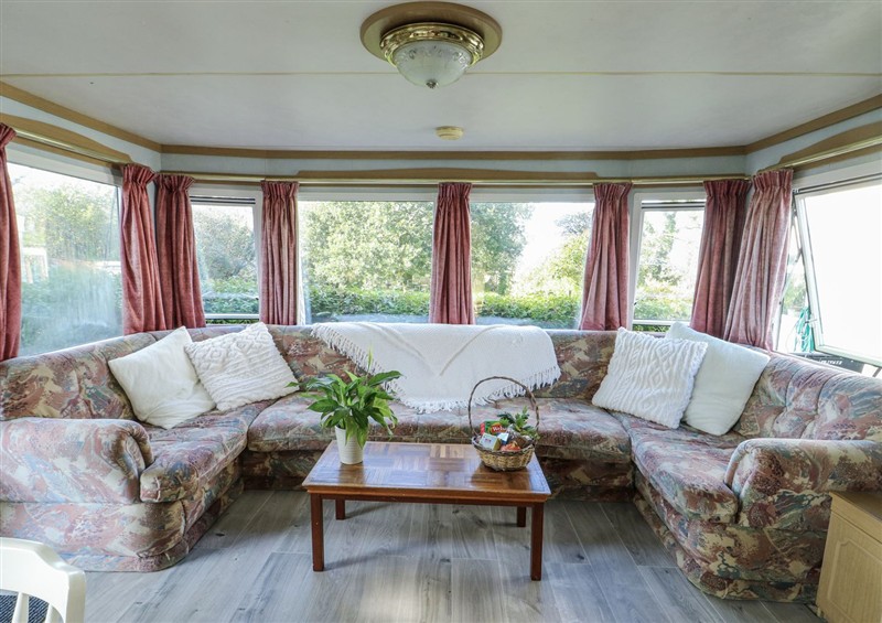 The living area at Meadow Island Caravan, Penygroes