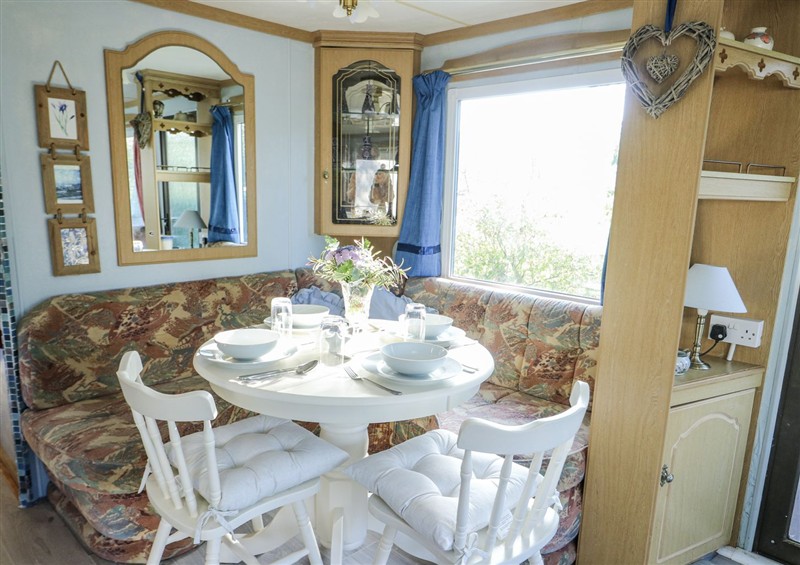 This is the living room at Meadow Island Caravan, Penygroes