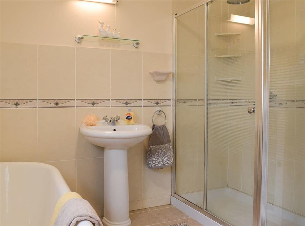 Bathroom with double shower cubicle at Meadow View in Wiston, near Haverfordwest, Dyfed