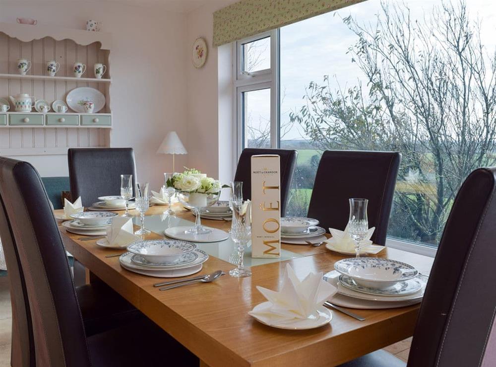 Dining area in the sun room at Meadow View in Wiston, near Haverfordwest, Dyfed