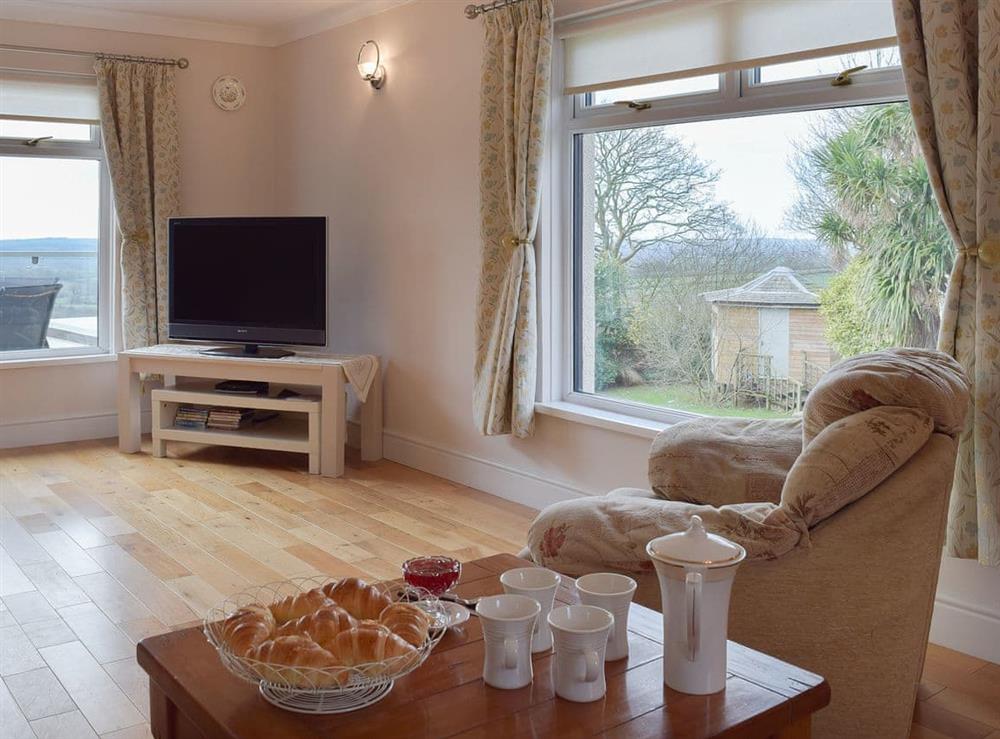 Impressive living room with wonderful sea views at Meadow View in Wiston, near Haverfordwest, Dyfed