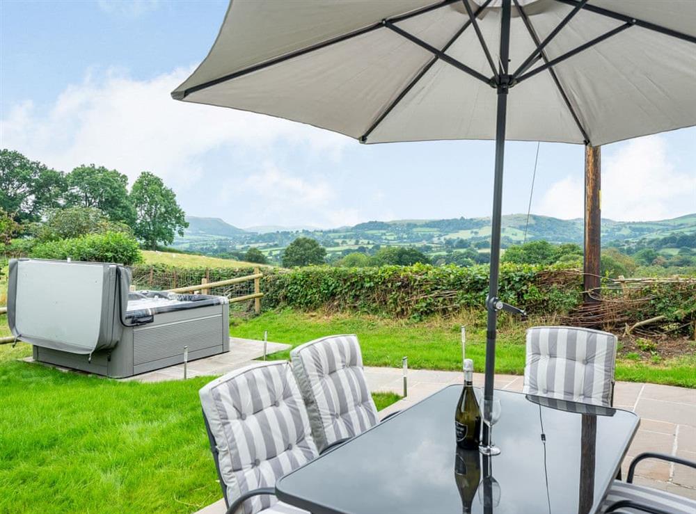 Sitting-out-area at Meadowcroft in Hundred House, near Llandrindod Wells, Powys