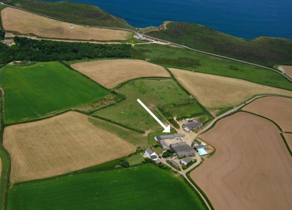 Aerial view of farm at Meadowside in Hayle