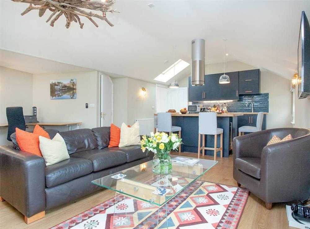 Open plan living space at Meadowside in St Mawes, Cornwall