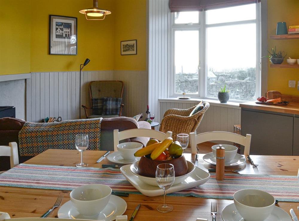 Open plan living space at Meggerland in Kirkandrews, near Kirkcudbright, Kirkcudbrightshire